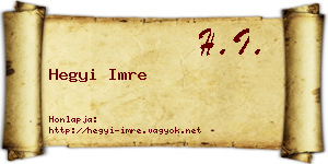 Hegyi Imre névjegykártya